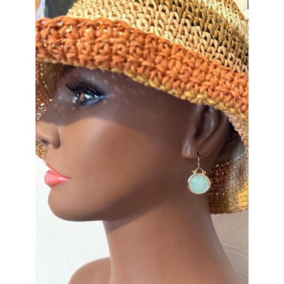 Green Round Stone Earrings - Picture 5 of 5